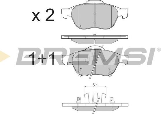 Bremsi BP3085 - Тормозные колодки, дисковые, комплект unicars.by