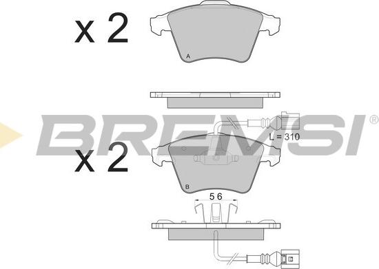 Bremsi BP3142 - Тормозные колодки, дисковые, комплект unicars.by