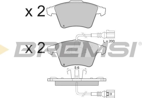 Bremsi BP3134 - Тормозные колодки, дисковые, комплект unicars.by