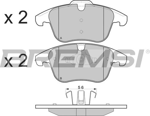 Bremsi BP3297 - Тормозные колодки, дисковые, комплект unicars.by