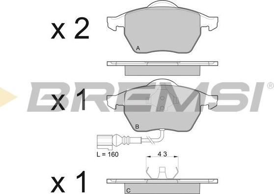 Bremsi BP2984 - Тормозные колодки, дисковые, комплект unicars.by