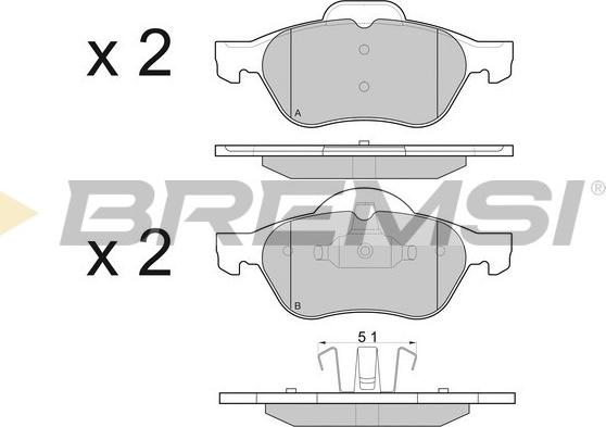 Bremsi BP2981 - Тормозные колодки, дисковые, комплект unicars.by