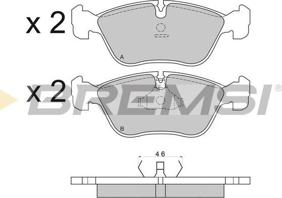 Bremsi BP2559 - Тормозные колодки, дисковые, комплект unicars.by