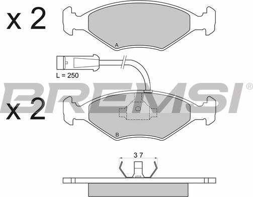 Bremsi BP2589 - Тормозные колодки, дисковые, комплект unicars.by