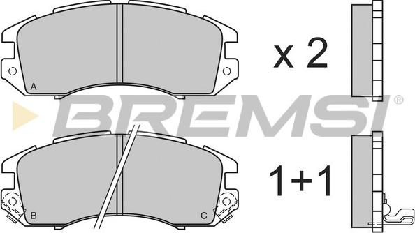 Bremsi BP2535 - Тормозные колодки, дисковые, комплект unicars.by