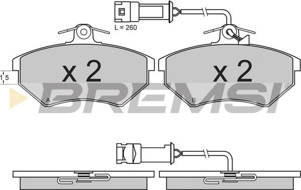 Bremsi BP2643 - Тормозные колодки, дисковые, комплект unicars.by