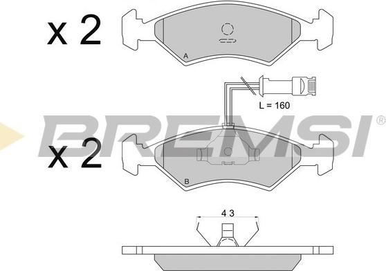 Bremsi BP2163 - Тормозные колодки, дисковые, комплект unicars.by