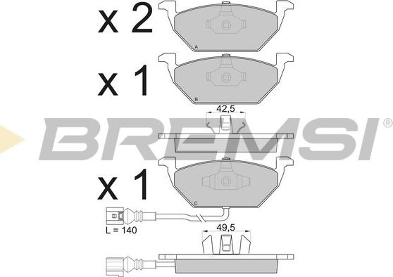 Bremsi BP2848 - Тормозные колодки, дисковые, комплект unicars.by