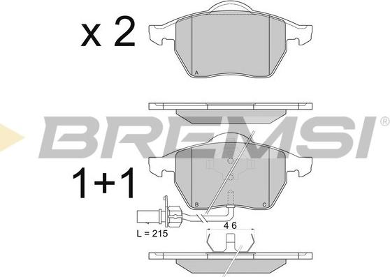 Bremsi BP2816 - Тормозные колодки, дисковые, комплект unicars.by