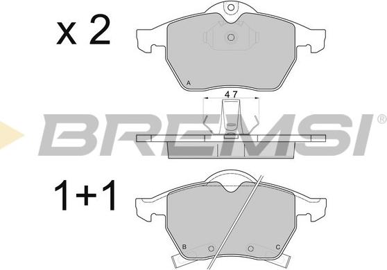 Bremsi BP2813 - Тормозные колодки, дисковые, комплект unicars.by