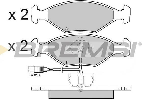 Bremsi BP2343 - Тормозные колодки, дисковые, комплект unicars.by