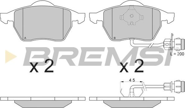 Bremsi BP2733 - Тормозные колодки, дисковые, комплект unicars.by