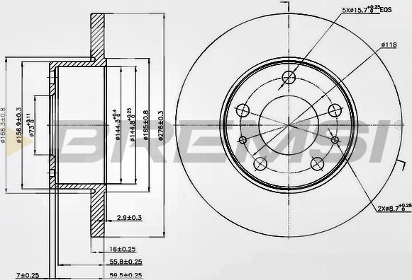 Bremsi CD5195S - Тормозной диск unicars.by