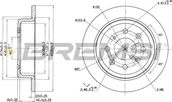 Bremsi CD6468S - Тормозной диск unicars.by