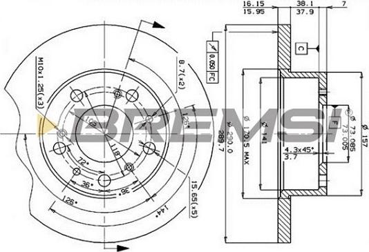 Bremsi CD6069S - Тормозной диск unicars.by