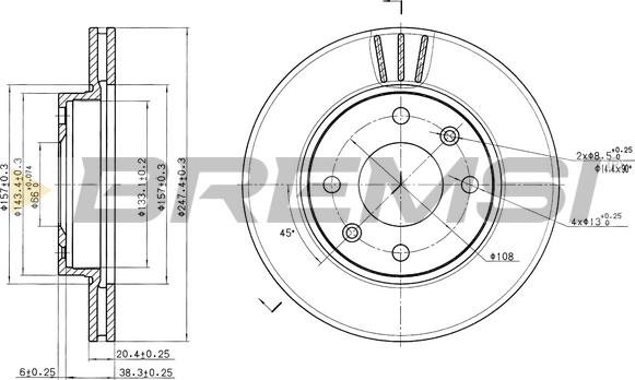 Bremsi CD6154V - Тормозной диск unicars.by