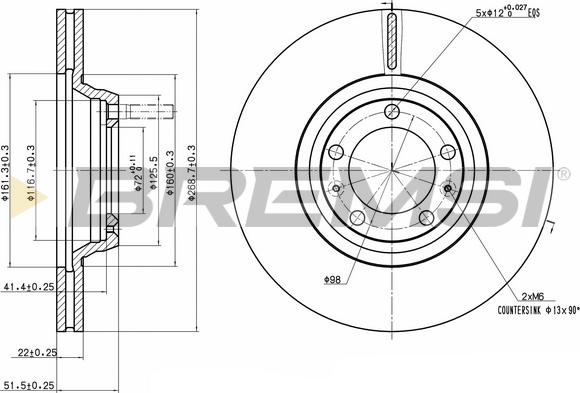 Bremsi CD6168V - Тормозной диск unicars.by