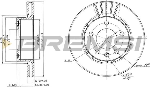 Bremsi CD6188V - Тормозной диск unicars.by