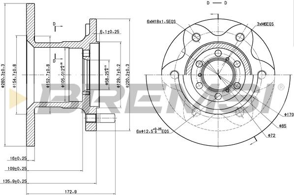 Bremsi CD6139S - Тормозной диск unicars.by