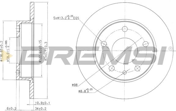 Bremsi CD6818S - Тормозной диск unicars.by