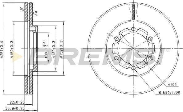 Bremsi CD6385V - Тормозной диск unicars.by