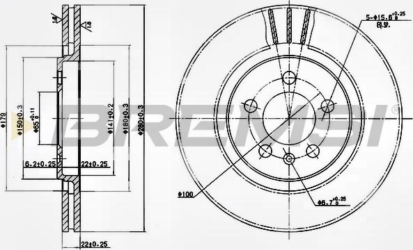 Bremsi CD6332V - Тормозной диск unicars.by