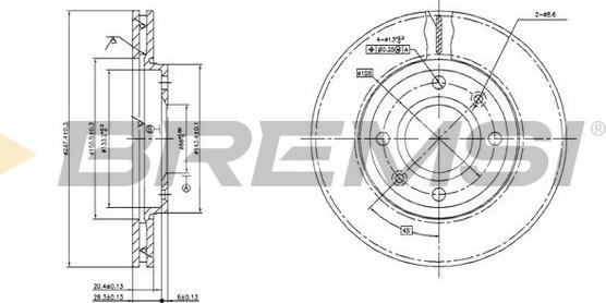 Bremsi CD6214V - Тормозной диск unicars.by