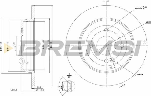 Bremsi CD8090S - Тормозной диск unicars.by