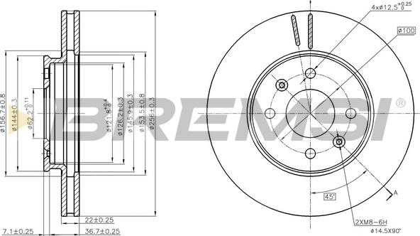 Bremsi CD8089V - Тормозной диск unicars.by