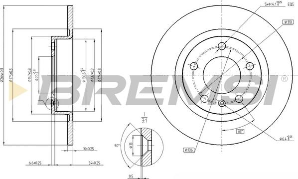 Bremsi CD7651S - Тормозной диск unicars.by