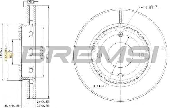 Bremsi CD7621V - Тормозной диск unicars.by