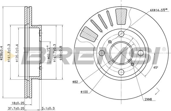 Bremsi CD7094V - Тормозной диск unicars.by