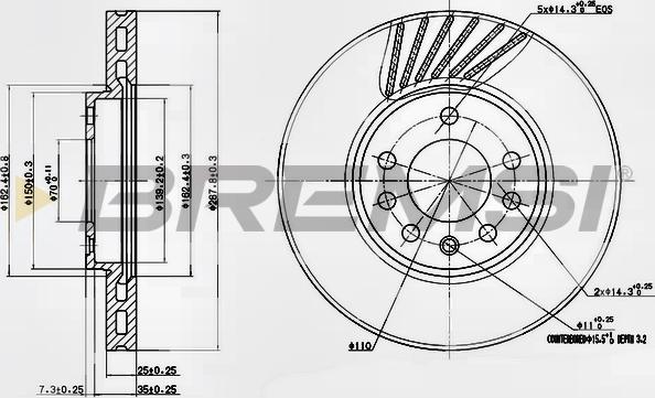 Bremsi CD7082V - Тормозной диск unicars.by