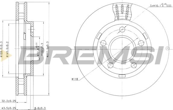 Bremsi CD7030V - Тормозной диск unicars.by