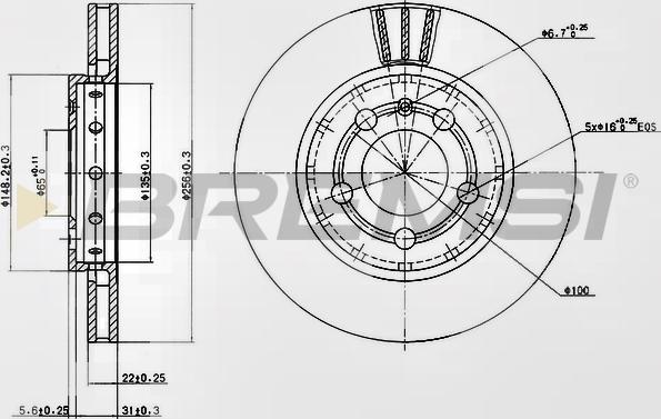 Bremsi CD7154V - Тормозной диск unicars.by