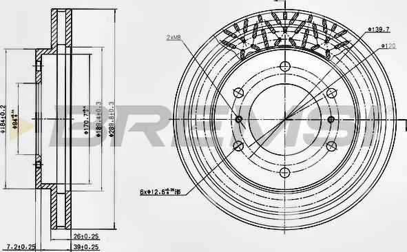 Bremsi CD7384V - Тормозной диск unicars.by