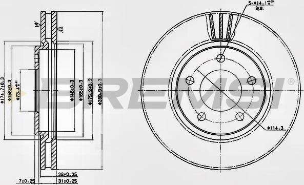 Bremsi CD7214V - Тормозной диск unicars.by