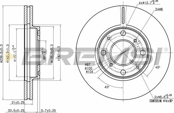 Bremsi CD7231V - Тормозной диск unicars.by