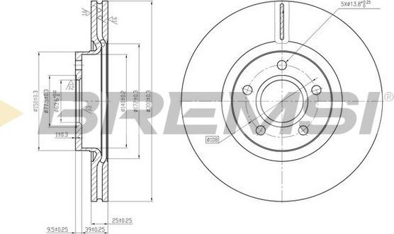 Bremsi CD7225V - Тормозной диск unicars.by