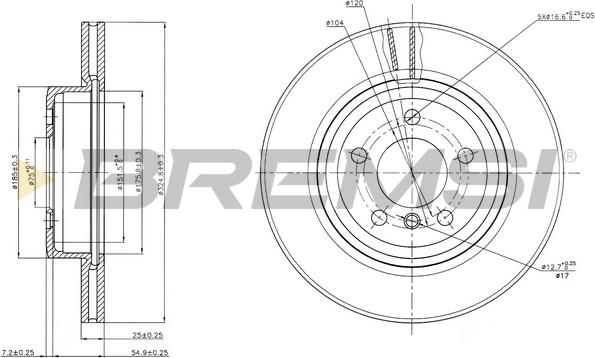 Bremsi CD7271V - Тормозной диск unicars.by