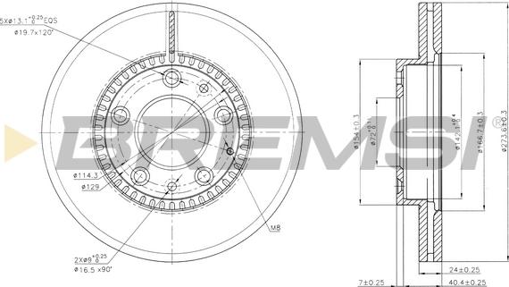 Bremsi CD7278V - Тормозной диск unicars.by