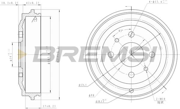 Bremsi CR5044 - Тормозной барабан unicars.by