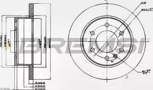 Bremsi DB0311S - Тормозной диск unicars.by