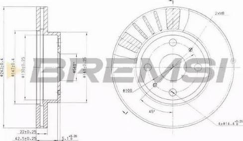 Bremsi DBA405V - Тормозной диск unicars.by