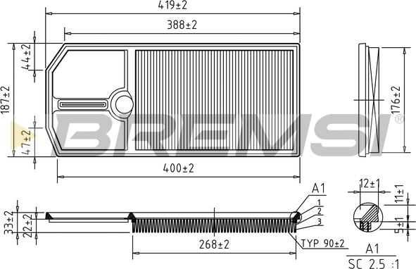 Bremsi FA1668 - Воздушный фильтр, двигатель unicars.by