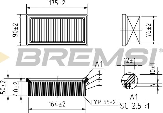 Bremsi FA1388 - Воздушный фильтр, двигатель unicars.by