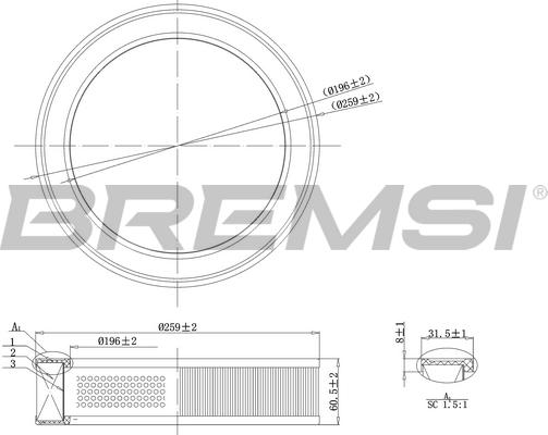 Bremsi FA2068 - Воздушный фильтр, двигатель unicars.by