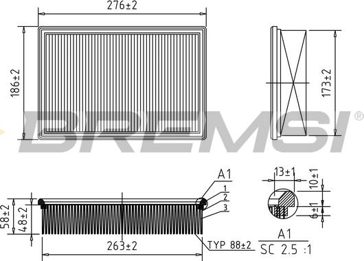 Bremsi FA2154 - Воздушный фильтр, двигатель unicars.by