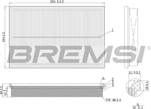 Bremsi FA2124 - Воздушный фильтр, двигатель unicars.by