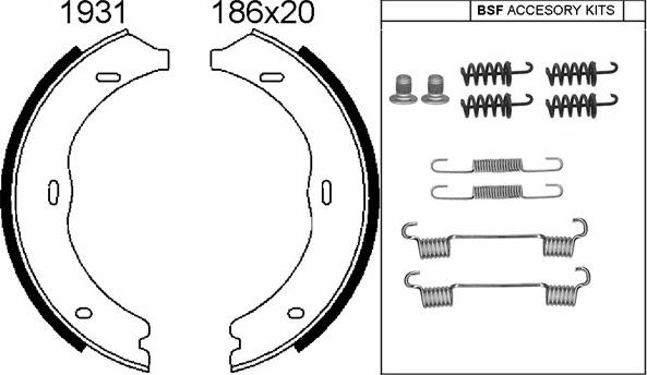 BSF 01931K - Комплект тормозов, ручник, парковка unicars.by